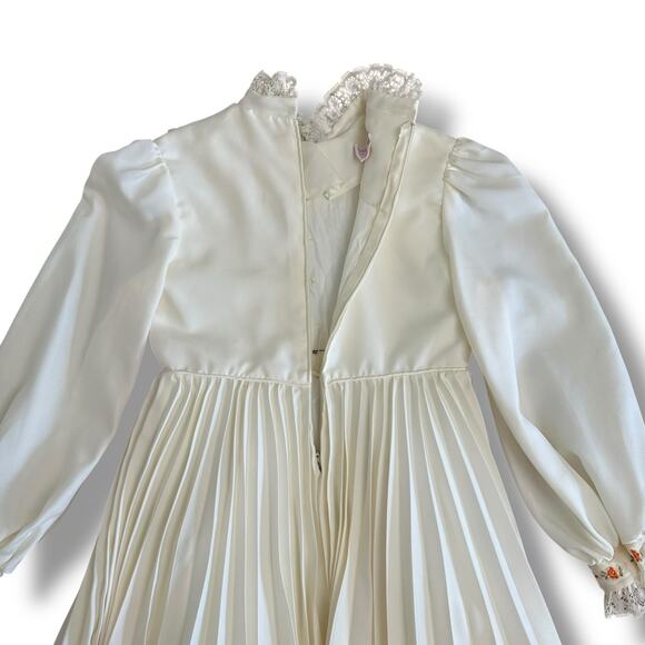 Vintage Dorissa of‎ Miami Girls White Pleated Lace Dress Size 6X Embroidered - Picture 7 of 13